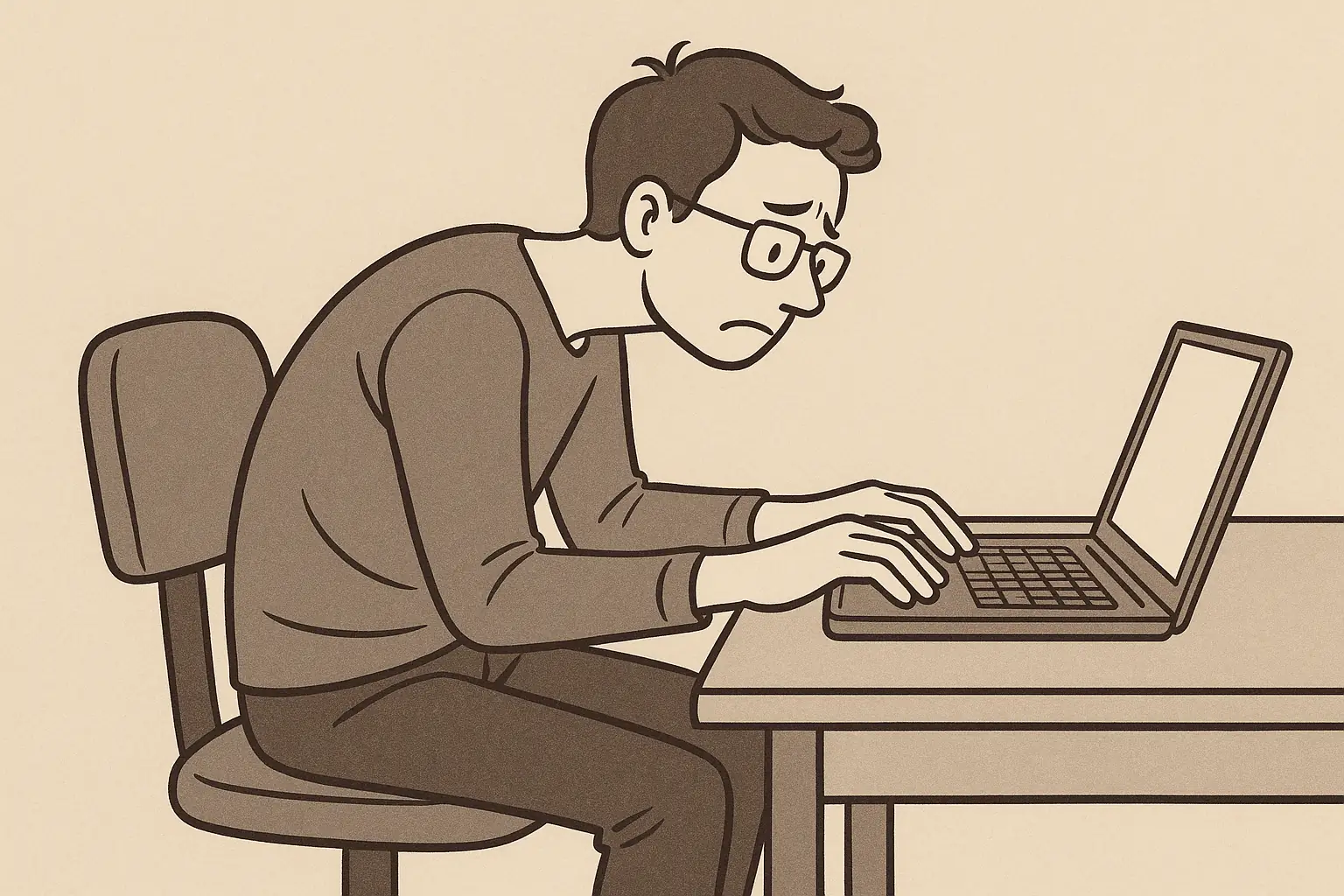 직장인의 잘못된 책상 자세와 거북목의 시작